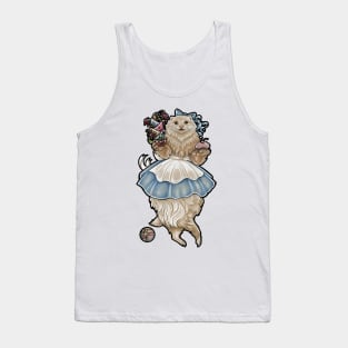 Ferret Alice In Wonderland With Tea Cups - Black Outlined Version Tank Top